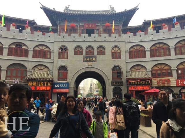 elaborate gate greeting in old city luoyang china