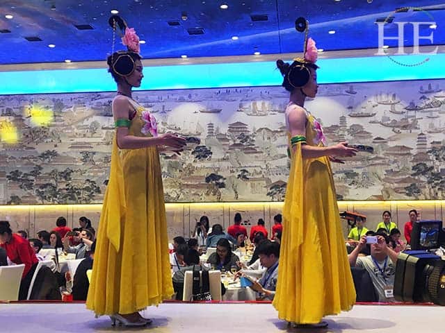 elegant lady performers at a water banquet in luoyang china