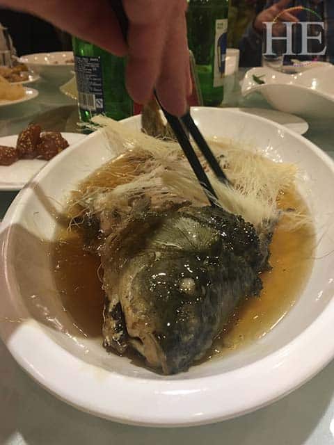 a delicious cod is served at lunch in zhengzhou china