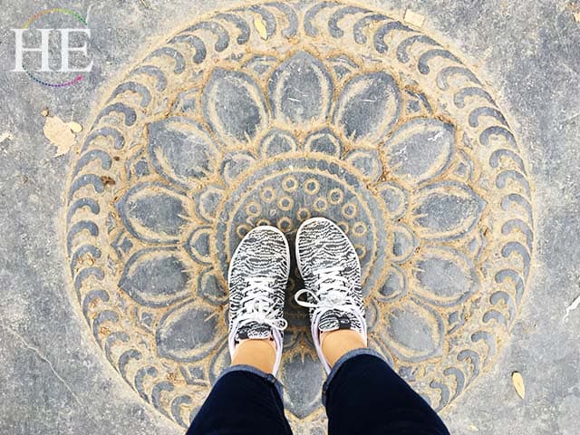 lotus tiles bring luck to whoever walks over seven at the shaolin temple in china