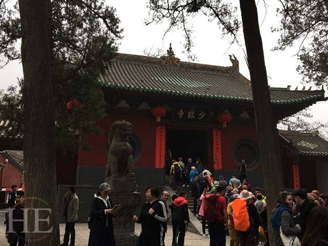 tourists buzz around the shaolin temple in china