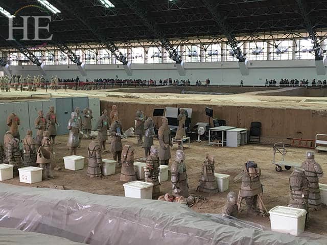 "soldier hospital" where statues are put back together at the terracotta army pits in xi'an china