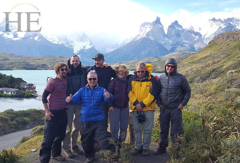 Group Photo of a fun group in patagonia he travel