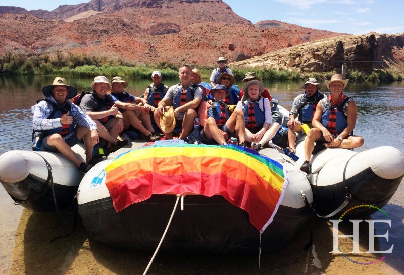 Picture of a gay tour group on an He Travel Rafting Adventure through the Grand Canyon