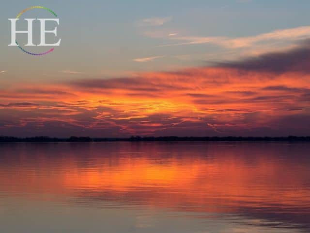 a sunset view on Chesapeake bay near historic jamestown 