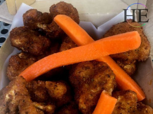 Cauliflower wings with carrots at MTHR Vegan in New York City