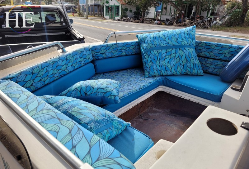 interior of Zach Moses and Trisha Moses's boat