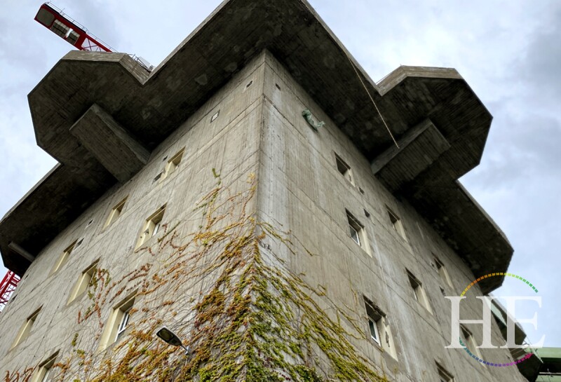 Berlin's flak tower seen from below on HE Travel's gay Germany cultural tour