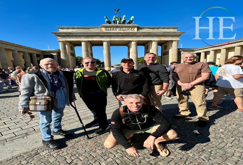HE Travel group at the Brandenburg Gate in Berlin on the gay Germany cultural tour